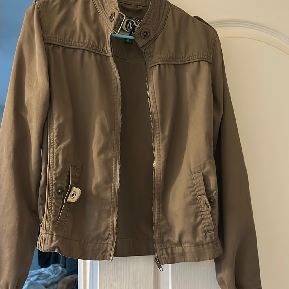 Olive Green Jacket with Button Details